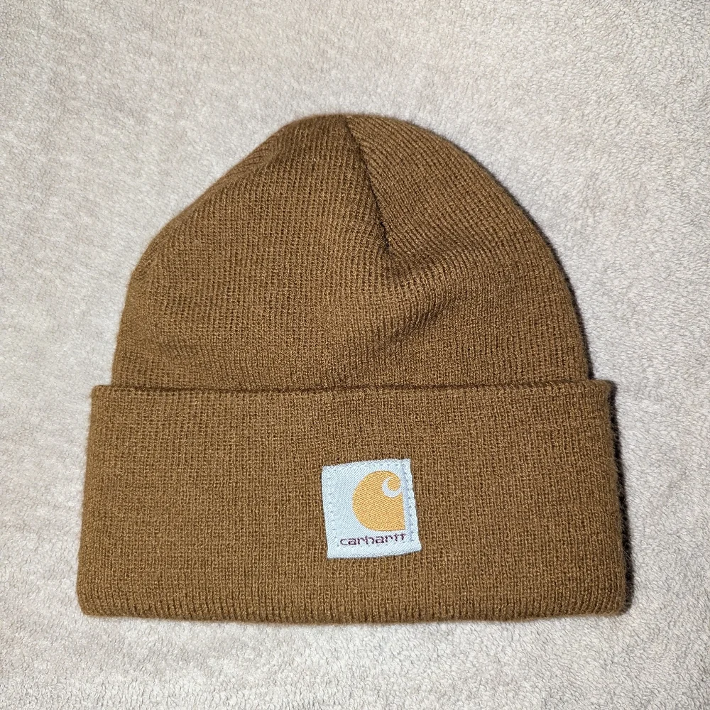 Carhartt Brown Knit Hat Durable Winter Beanie - Picture 2 of 3